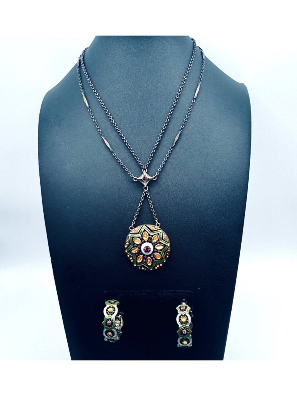 Vintage Nina Ricci Boho Chic Necklace 22" Y-Drop and Earrings Set Celestial